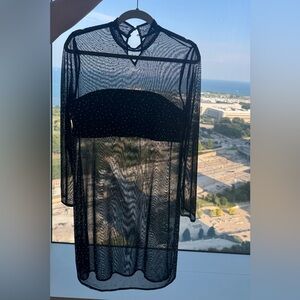 Sheer Navy Dress with Sparkling Accents